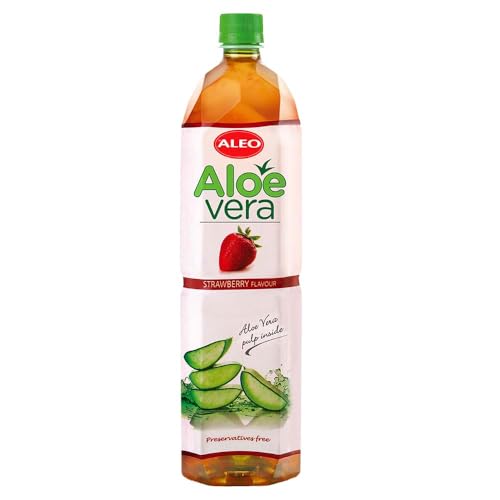 ALEO 1.5L Premium Strawberry Aloe Vera Drink - Natural, No Preservatives, No Artificial Colors Superior Taste Award 2025 von SORINA