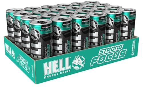 HELL FOCUS Energy Drink | +20% More Caffeine | Vitamins B2, B3, B6, B12, C & D | No Preservatives | Environmentally Friendly Packaging | 24 x 250 ml | Compatible with HELL Energy von SORINA