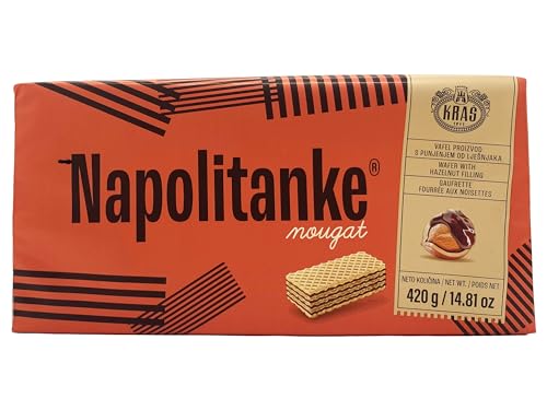 NAPOLITANKE KRAS Premium Waffeln - Premium Waffelkekse mit leckeren Milch-, Schokoladencreme-, Haselnuss-, Zitronen- und Orangenfüllungen - Verschiedene Größen (420 G HAZELNUT, 4 PCS) von SORINA