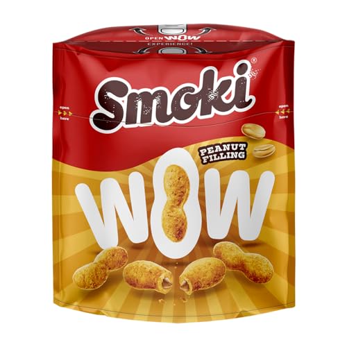 Smoki WOW Erdnuss – Knuspriger Snack mit Erdnussfüllung, Mais- & Weizengrieß von SORINA