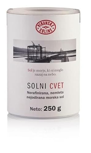 Solni Cvet - Salzblume 250 g (geschützte Ursprungsbezeichnung) - Rein organisches und unraffiniertes Meersalz - Gut zum Kochen und Speisesalz (26 Unzen) (6) (250 G, 12 PCS) von SORINA