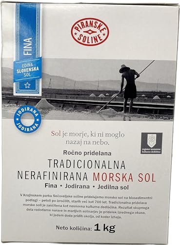 Traditionelles feines jodiertes, unraffiniertes Meersalz (1-kg-Beutel) – rein biologisches und unraffiniertes Meersalz – gut zum Kochen und Speisesalz (35 Unzen) von SORINA