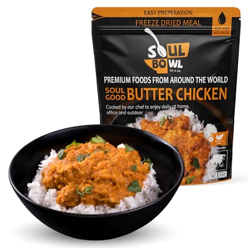 Butter Chicken - Fertiggericht - Camping Nahrung - Outdoor Nahrung - Express Mahlzeit - Lange Haltbar - Notfall Nahrung - indisches Essen mit Hühnchen von SOUL BOWL Stir&Go