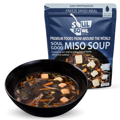 Miso Suppe - Fertiggericht - Camping Nahrung - Outdoor Nahrung - Express Mahlzeit - Lange Haltbar - Notfall Nahrung - Japanische Suppe mit Tofu von SOUL BOWL Stir&Go