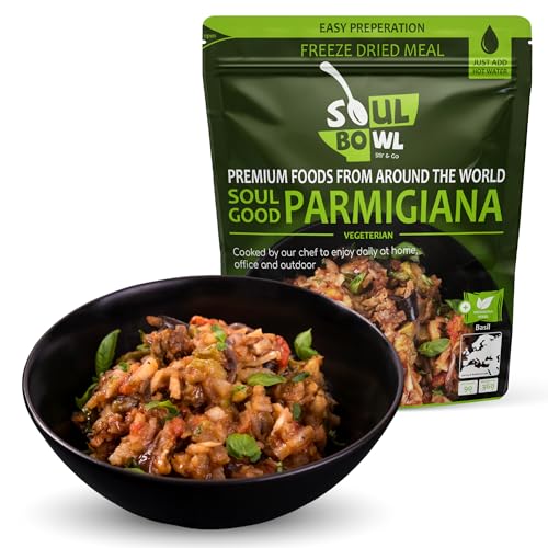 Parmigiana - Fertiggericht - Camping Nahrung - Outdoor Nahrung - Express Mahlzeit - Lange Haltbar - Notfall Nahrung - vegetarisches Essen aus Italian mit Aubergine von SOUL BOWL Stir & Go