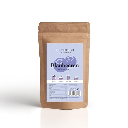 Blaubeeren | gefriergetrocknete, ganze Heidelbeeren aus Deutschland | regional = 100% norddeutsch, 250 g von SOUNDFOOD