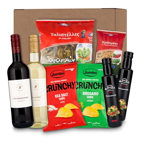 Geschenksets Griechische Delikatessen | Vegane Gourmetsetsets in Premium Qualität | Rotwein & Snaks Sets | Geschenkidee für Männer und Frauen, Geburtstag, besonderer Anlass, Geschenkset für Erwachsene von SPARSANDO