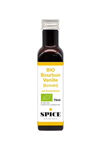 SPICE BIO Bourbon Vanille Extrakt, 75 ml natürliches Vanilleextrakt flüssig aus BIO Vanille, hochwertige Essenz aus Madagaskar Vanilleschoten, ideal zum Backen & Verfeinern, OHNE Alkohol von SPICE 345 world's finest selection