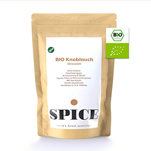 SPICE Bio Knoblauch Pulver granuliert, 500g Knoblauchgranulat aus Ägypten, intensiver Geschmack & einfache Aufbewahrung, aromatisches Knoblauchpulver für zahlreiche Rezepte von SPICE 345 world's finest selection