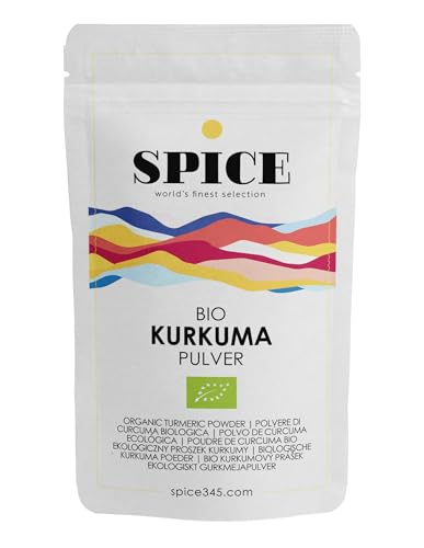 SPICE Premium Bio Kurkuma Pulver, 1 KG Curcuma Gewürz Pulver aus ökologischer Landwirtschaft, Kurkumapulver gemahlen mit Curcumin, ideal für Curry-Gerichte, Kurkuma-Latte (Goldene Milch) von SPICE 345 world's finest selection