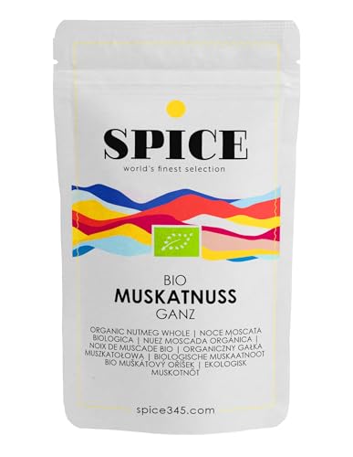 SPICE Bio Muskatnuss ganz, 10 Stück, Muskatnüsse ohne Schale für die Mühle oder Reibe, hohe Qualität von SPICE 345 world's finest selection