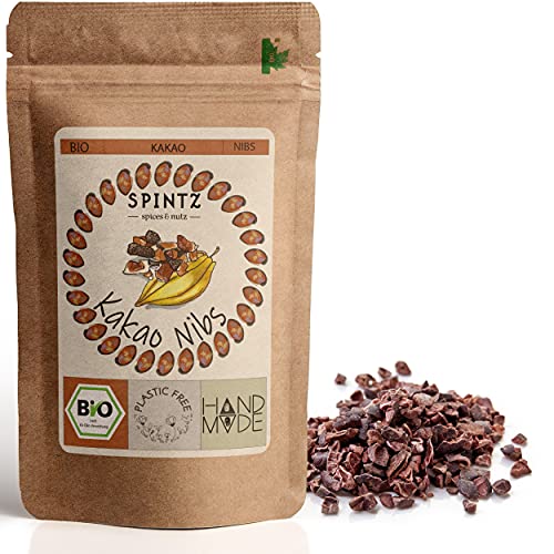 SPINTZ® 1000g Bio Kakao Nibs - plastikfrei verpackt - Kakaonibs roh, gebrochene Kakaobohne - Kakaobohnensplitter - vegan, natürlich- Schokoladenersatz - 100% Rohkost, Rohkakao - Organic Raw Cacao Nibs von SPINTZ