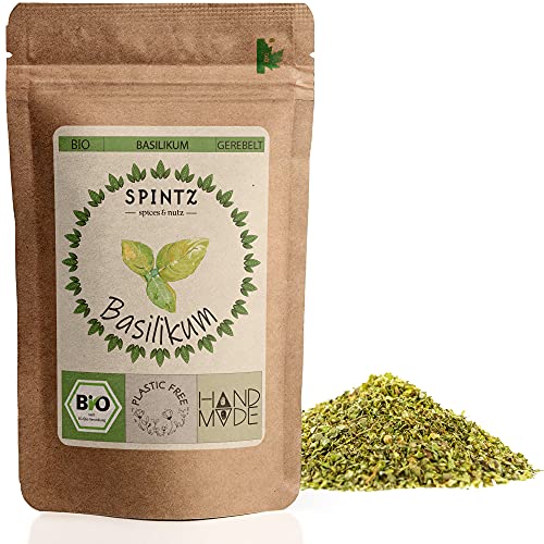 SPINTZ 500g Bio Basilikum gerebelt - getrocknete Basilikumblätter - Ideal für Pasta & Pizza - Italienische Kräuter - 100% natürlich aus biologische Anbau - vegan | plastikfrei verpackt von SPINTZ