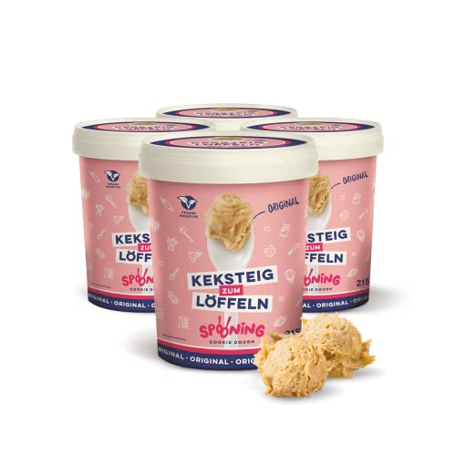 Original Spooning Cookie Dough – Keksteig zum Löffeln, 4x 215g, Original, Keksteigmischung, VEGAN von SPOONING Cookie Dough