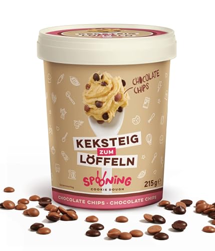 Original Spooning Cookie Dough – Keksteig zum Löffeln / Keksteigmischung – 1x 215g Chocolate Chips von SPOONING Cookie Dough