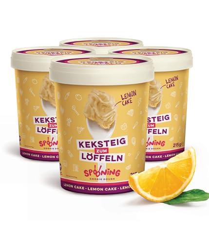 Original Spooning Cookie Dough Lemon Cake, Keksteig zum Löffeln, Keksteigmischung, 4x 215g, VEGAN von SPOONING Cookie Dough