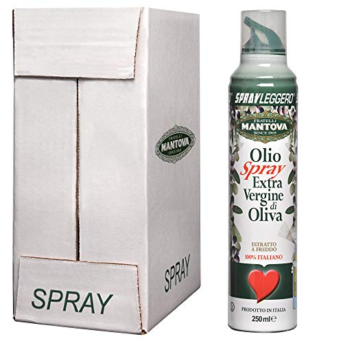 SPRAYLEGGERO 100% Italienisches Natives Olivenöl Extra, Kaltgepresst 6X250 ml - durch die Praktische Sprühflasche Können Sie bis zu 90% des Öls Einsparen von SPRAYLEGGERO