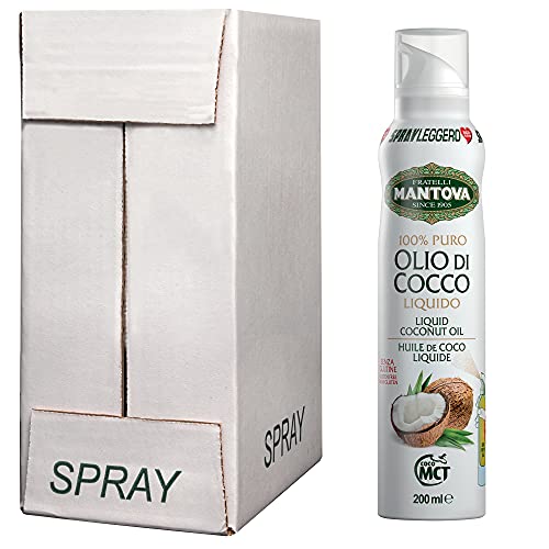 SPRAYLEGGERO 100% Kokosöl-Spray 6x200 ml - durch die Praktische Sprühflasche Können Sie bis zu 90% des Öls Einsparen von SPRAYLEGGERO