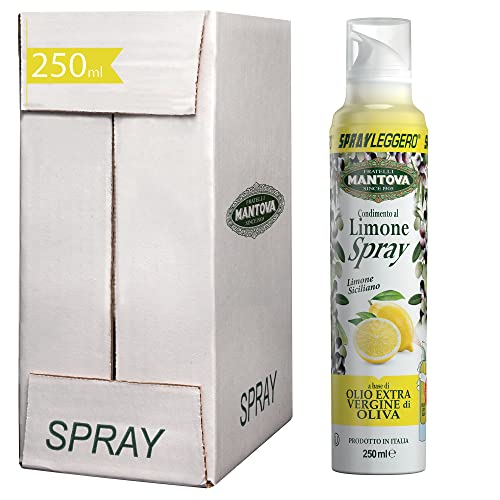 SPRAYLEGGERO Natives Olivenöl Extra Aromatisiert mit Zitrone 6X250 ml - durch die Praktische Sprühflasche Können Sie bis zu 90% des Öls Einsparen von SPRAYLEGGERO