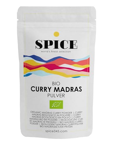 Spice Bio Curry Pulver Golden Madras, 250 Gramm - 100% indisches Madras Currymischung, exotische Gewürzmischung (leicht scharf), gelbes Currypulver, vielseitig einsetzbar & sehr aromatisch von SPiCE 345 world's finest selection