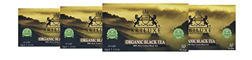 100 % reiner Bio-Teebeutel für lose Blätter | Luxuriöse Ceylon-Schwarzteebeutel | Natürlicher Tee mit hohem Antioxidananteil | (Bio-Schwarz-Teebeutel, Multipack mit 4 x 50 Teebeutel) von SRILUXE