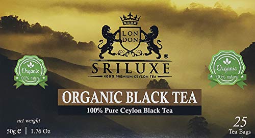 SRILUXE® Premium Quality Ceylon Organic Black Tea Bags | Sri Lankan Luxury Tea | Exquisite Taste & Aroma | Freshly Harvested 100% Natural Tea | Detox Tea High in Antioxidants (25 Teabags) von SRILUXE