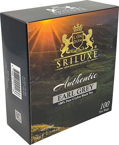 SRILUXE - Hochwertige Ceylon Earl Grey Teebeutel, feinste Earl Grey Teebeutel, aromatisch und lecker, frische Ernte, 100 % natürlicher schwarzer Tee, ideal als Geschenk, 10 x 100 Teebeutel von SRILUXE