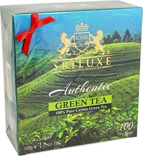 SRILUXE - Hochwertige Ceylon-Grüntee-Beutel, exquisiter Geschmack und Aroma, brauen Sie heißen Tee, Eistee oder Kombucha-Tee | (Grüntee-Beutel, 100 Teebeutel) von SRILUXE