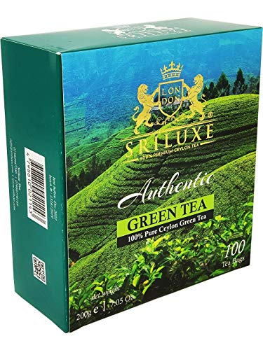 SRILUXE - Premium Quality Ceylon Green Tea Bags | Exquisite Taste and Aroma | Best Green Tea | Brew Hot Tea, Iced Tea or Kombucha Tea (100 Teabags, Green) von SRILUXE