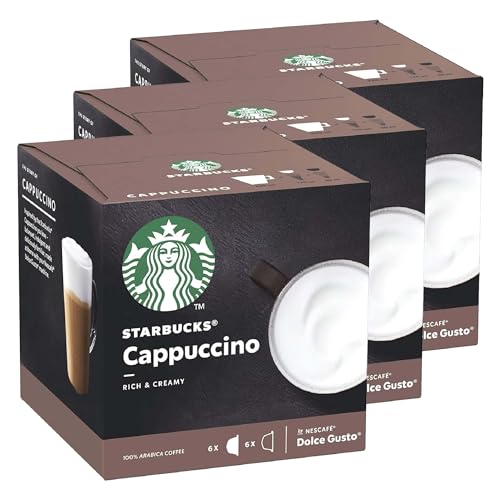 Nescafé Dolce Gusto Starbucks Cappuccino, 3er Set, Kaffeegetränk, Kaffee, Cremig, Kaffeekapsel, Röstkaffee, 3 x 12 Kapseln von Starbucks