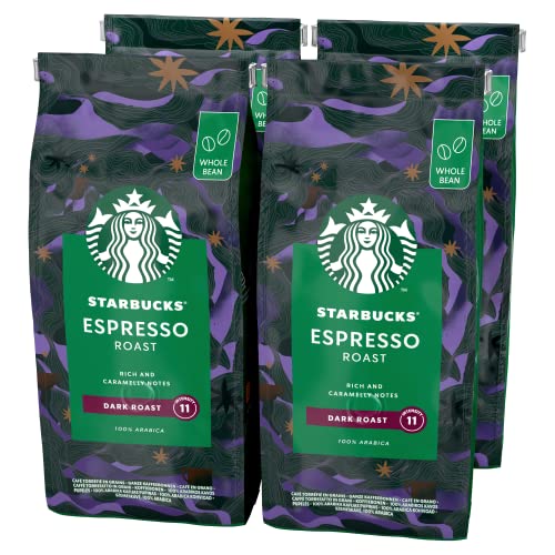 STARBUCKS Espresso Roast, Dunkle Röstung, Ganze Kaffeebohnen 450g (4er Pack) von STARBUCKS