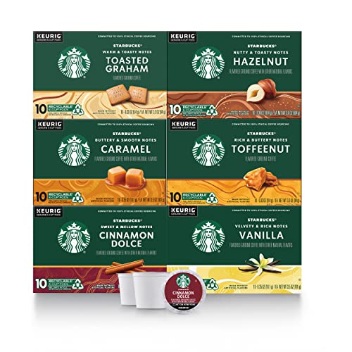 Starbucks K-Cup Coffee Pods—Flavored Coffee—Variety Pack for Keurig Brewers—Naturally Flavored—100% Arabica—6 boxes (60 pods total) von STARBUCKS