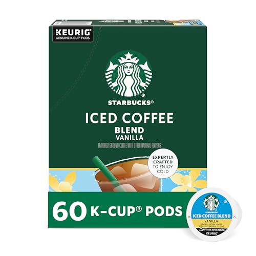 Starbucks K-Cup Kaffeepads, Eiskaffeemischung, Vanille, natürlich aromatisierter Kaffee für Keurig-Kaffeemaschinen, 100% Arabica, 6 Boxen (insgesamt 60 Kapseln) von STARBUCKS