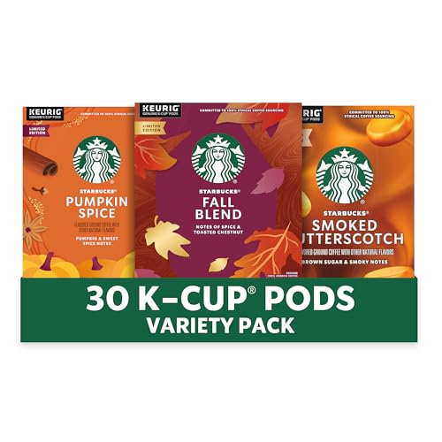 Starbucks K-Cup Kaffeepads, Herbstbündel, mittelgerösteter und natürlich aromatisierter Kaffee für Keurig-Kaffeemaschinen, 100% Arabica, limitierte Auflage, 3 Boxen (insgesamt 30 Kapseln) von STARBUCKS