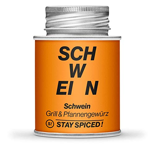 STAY SPICED ! Barbecue for Champions I Köstliches Schwein Grill-Pfannen-Gewürz I Leichte Schärfe I Ideal für helles Fleisch I Verpackt in edler 170 ml Schraubdose von stay spiced!