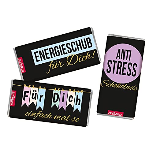 STEINBECK 3 x 30g Schokolade Engergieschub Antistress Für Dich Schokoladenbotschaft Stresskiller zum Entspannen von STEINBECK