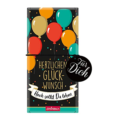 STEINBECK Geburtstag Geschenk-Schokolade 100g Tafel Herzlichen Glückwunsch Luftballons von STEINBECK