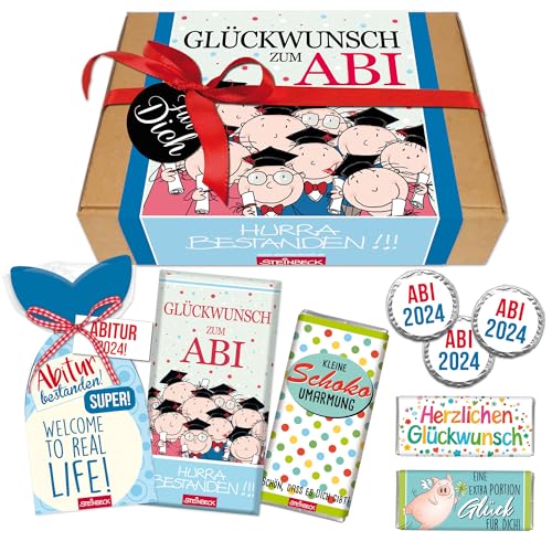 STEINBECK Geschenkbox - Abi 2024 - bestandenes Abitur Schokolade Fruchtgummi Minischokolade Abigeschenk Abiturient Herzlichen Glückwunsch Abiprüfung von STEINBECK