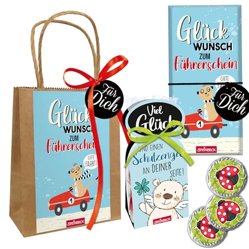 STEINBECK Geschenktüte Führerschein - Glückwunsch - Geschenkset Schokolade Bonbons Führerschein Prüfung Auto Fahranfänger von STEINBECK