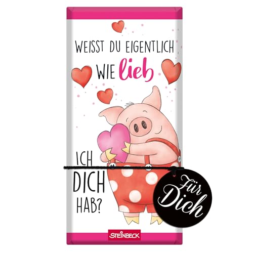 STEINBECK Liebe Geschenk-Schokolade 100g Tafel Weisst du eigentlich wie lieb ich dich hab Freundschaft Freund Freundin Valentinstag von STEINBECK