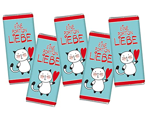 STEINBECK Liebe Mini Schokolade - Eine Portion Liebe - 5er Set 18g Vollmilch Tafel Geschenk süß Valentinstag Mitgebsel Herzen rot Liebe Frauen Männer Schatz von STEINBECK