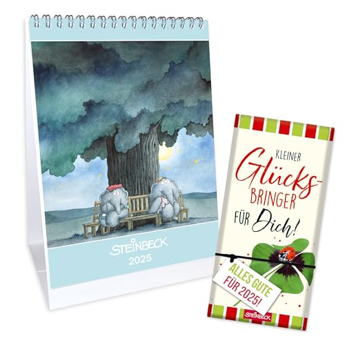 STEINBECK Neujahr Geschenk-Set Kalender 2025 "Träumerei" mit Schokolade - Kleiner Glücksbringer - Silvester Jahreswechsel Geschenkidee von STEINBECK