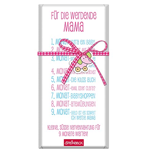 STEINBECK Geburt Geschenk-Schokolade 100g Tafel "Für die werdende Mama" Schwangerschaft Nachwuchs Familie Babyshower von STEINBECK