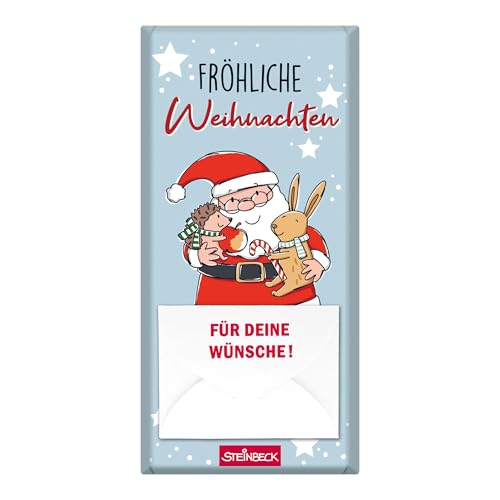 STEINBECK Weihnachten Schokolade 100g Tafel Fröhliche Weihnachten Geschenk Geldgeschenk Umschlag Christmas von STEINBECK