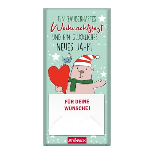 STEINBECK Weihnachten Schokolade 100g Tafel Zauberhaftes Weihnachtsfest Geschenk Geldgeschenk Umschlag von STEINBECK