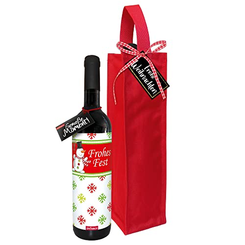 STEINBECK Wein Frohes Fest Weihnachtsessen Geschenk trockener Rotwein aus Spanien in Geschenktasche Nikolaus Mitbringsel Wichtel Advent Essen Weihnachten Weihnachtsfeier von STEINBECK