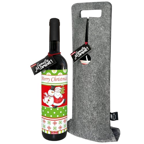 STEINBECK Wein Merry Christmas Weihnachtsessen Geschenk trockener Rotwein aus Spanien in Flaschentasche Nikolaus Mitbringsel Wichtel Advent Essen Weihnachten Weihnachtsfeier Gastgeschenk von STEINBECK