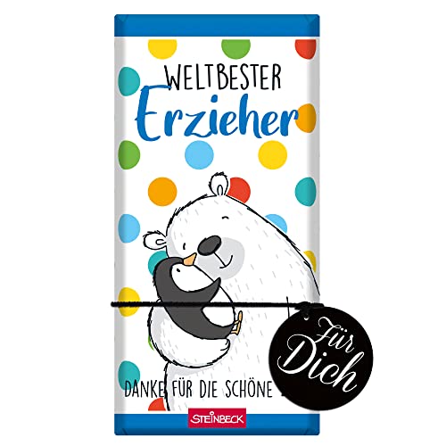 STEINBECK Weltbester Erzieher Geschenk-Schokolade 100g Tafel Kindergärtner Danke für die schöne Zeit Kindergarten von STEINBECK