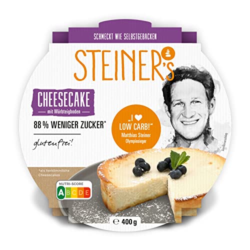 STEINER´s Cheesecake | 88% weniger Zucker | glutenfrei | low carb | ballaststoffreich | ohne Konservierungsstoffe | lange haltbar (Cheesecake, 400g) von STEINER´s