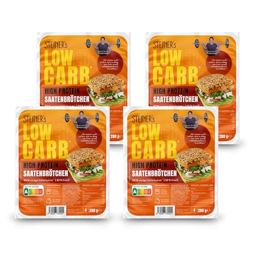 STEINER's Low Carb High Protein Saatenbrötchen | low carb | high protein | nur 2,8g Kohlenhydrate | 23g Eiweiß (4er Pack, 16 Stk.) von STEINER´s